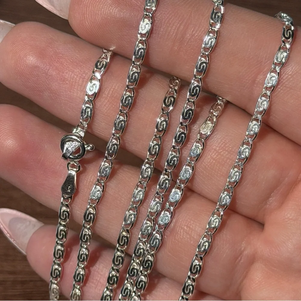 Vintage 925 Sterling Silver Interlinked Necklace 32”